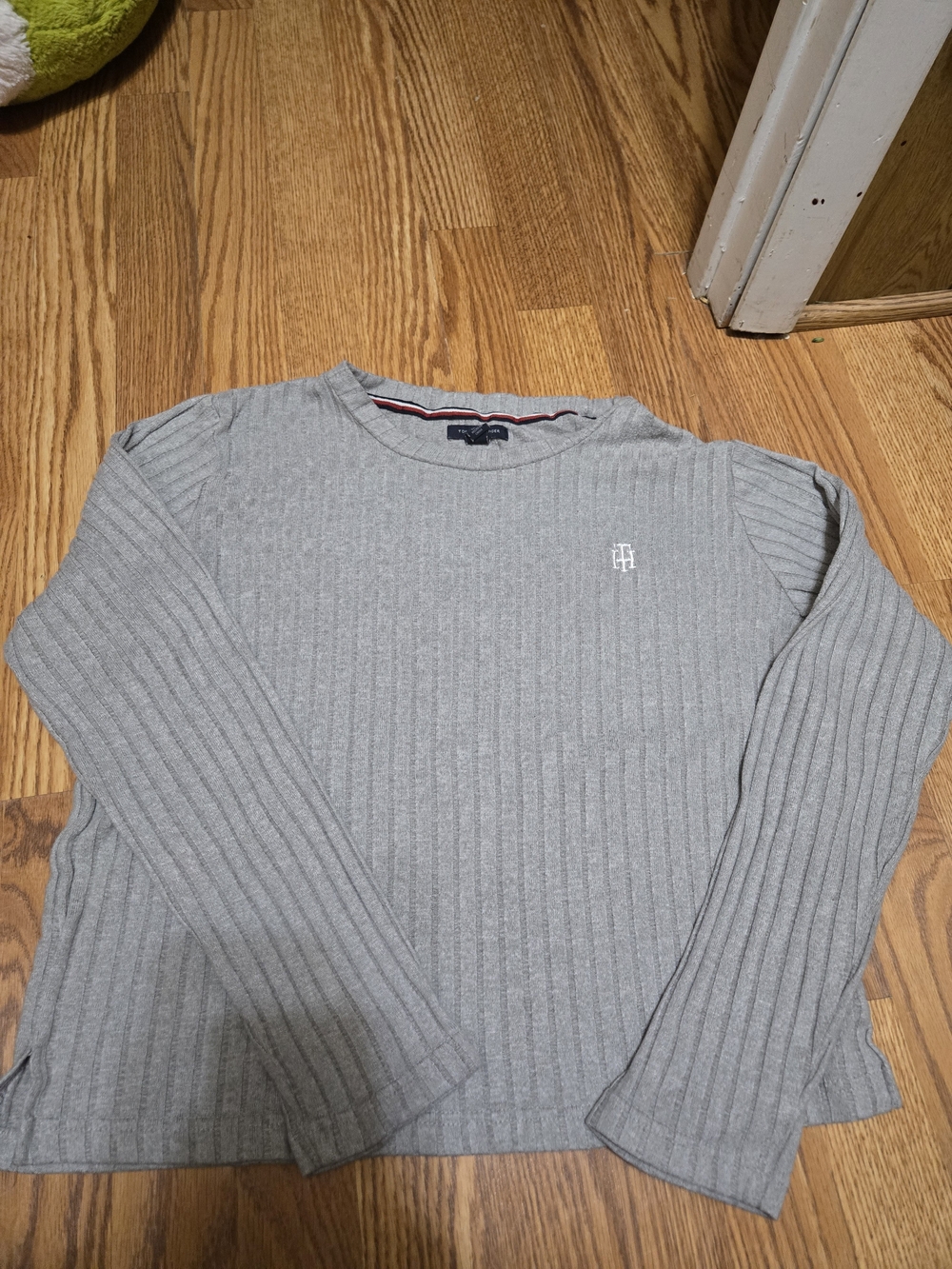 Tommy Hilfiger Gray Ribbed Crewneck Sweater